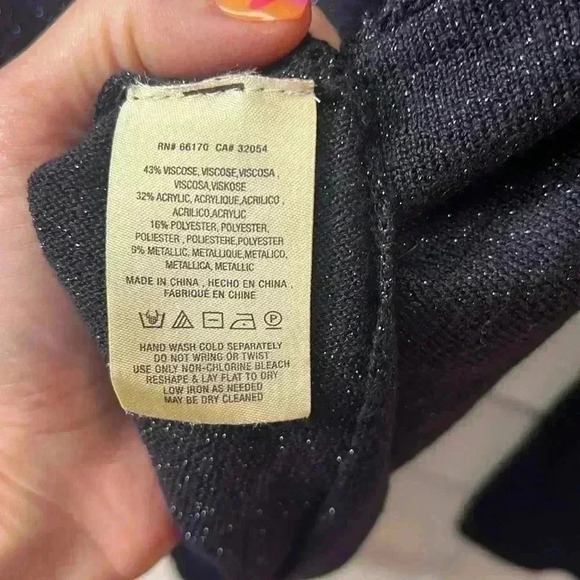 Anthropologie Moth Asymmetrical Metallic Lightweight Sweater Size Small Navy - Picture 9 of 11